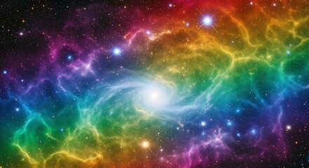 Fototapeta premium Vibrant Cosmic Nebula Displaying Swirling Galaxy Colors
