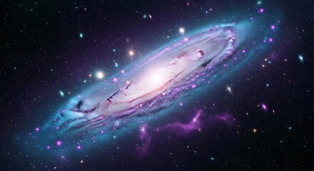 Obraz premium A Stunning Spiral Galaxy Illuminated by Starlight and Cosmic Gas