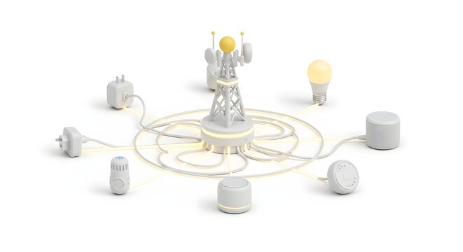 Smart Home Network with Connected Devices and Wireless Router Modern Technology Setup