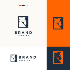 horse head square logo design