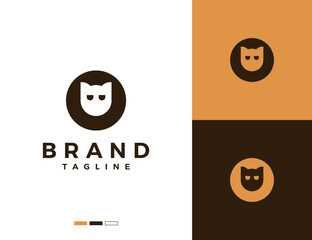 cat head logo design in a circle