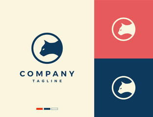 cat logo design in a circle