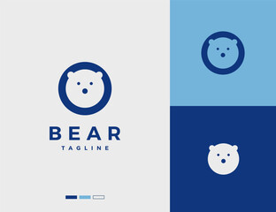 bear head logo design in a circle