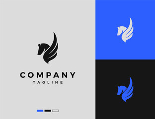 simple pegasus silhouette logo design