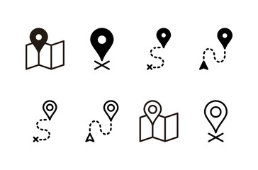 Maps and pin icon logo design. location sign and symbol. geo locate, pointer icon.