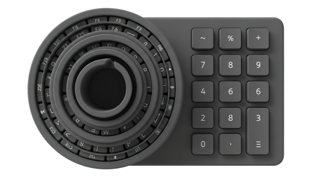 Modern Ergonomic Gray Number Pad and Rotary Dial