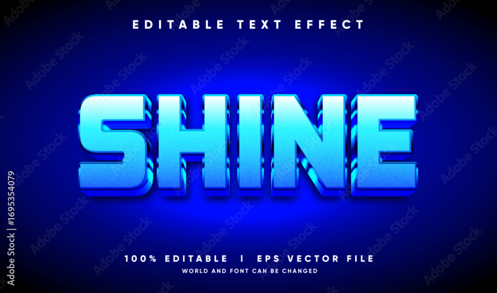 Poster shine 3d vector text effect with modern style