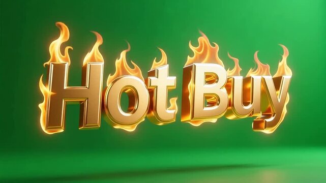 Fiery 'Hot Buy' text glows with intense flames, representing a compelling sale or promotion.