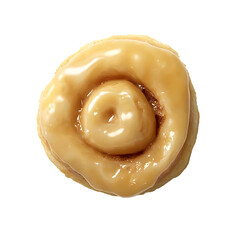Fototapeta premium Top View of a Glazed Cinnamon Roll with Smooth Icing