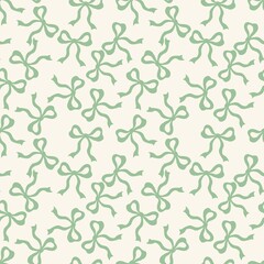 Bow Seamless Pattern, Cute Pastel Ribbon Design, Romantic Girly Background with Bows for Fabric, Wallpaper, Wrapping and Digital Illustratio