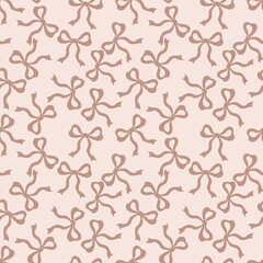 Bow Seamless Pattern, Cute Pastel Ribbon Design, Romantic Girly Background with Bows for Fabric, Wallpaper, Wrapping and Digital Illustratio