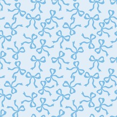Bow Seamless Pattern, Cute Pastel Ribbon Design, Romantic Girly Background with Bows for Fabric, Wallpaper, Wrapping and Digital Illustratio