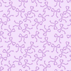 Bow Seamless Pattern, Cute Pastel Ribbon Design, Romantic Girly Background with Bows for Fabric, Wallpaper, Wrapping and Digital Illustratio
