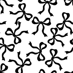 Bow Seamless Pattern, Cute Pastel Ribbon Design, Romantic Girly Background with Bows for Fabric, Wallpaper, Wrapping and Digital Illustratio