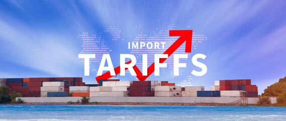 Import tariffs increase concept, Government import tax to boost economy, industrial growth tax,...