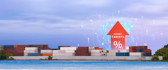 Import tariffs increase concept, Government import tax to boost economy, industrial growth tax,...