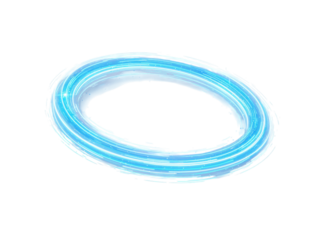 Bright glowing blue neon ring light with a soft ethereal glow isolated on transparent background