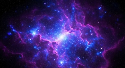 Fototapeta premium Cosmic Nebula Glowing with Stars and Gas Clouds