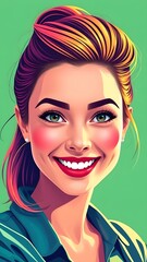 Brunette lady with beautiful makeup and red lipstick on her lips