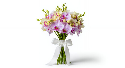 bouquet of orchids on white background