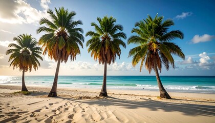 Tropical beach scene with palm trees (2)