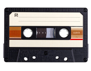 Obraz premium Top-Down Macro View of Old-School Cassette Tape, Detailed Components, Isolated