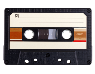 Top-Down Macro View of Old-School Cassette Tape, Detailed Components, Isolated