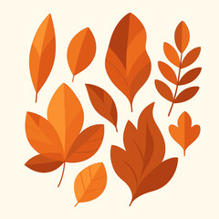 Fototapeta premium Autumn Leaves Collection: Flat Vector Illustration