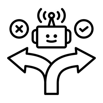 This icon shows an AI making decisions based on conditions. It features a branching arrow and a robot.