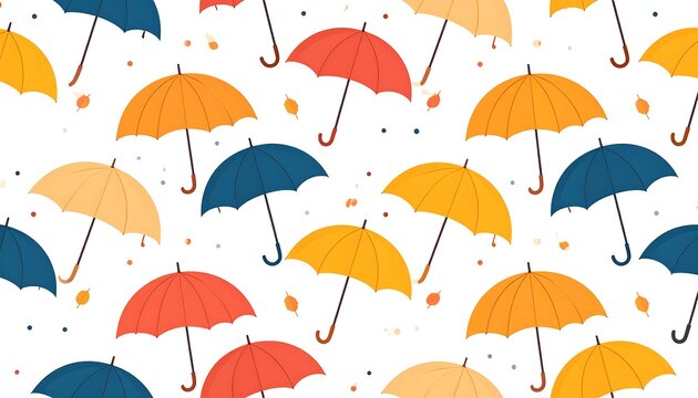 Autumnal umbrellas on a white background
