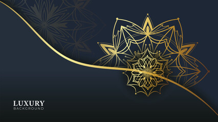 Black Luxury mandala background golden arabesque pattern Arabic Islamic east style. Ramadan Background