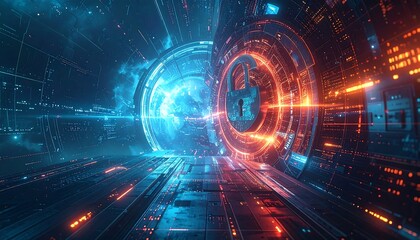 Futuristic tunnel with a lock