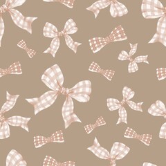 Bow Seamless Pattern, Cute Pastel Ribbon Design, Romantic Girly Background with Bows for Fabric, Wallpaper, Wrapping and Digital Illustration
