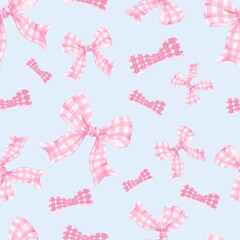 Bow Seamless Pattern, Cute Pastel Ribbon Design, Romantic Girly Background with Bows for Fabric, Wallpaper, Wrapping and Digital Illustration
