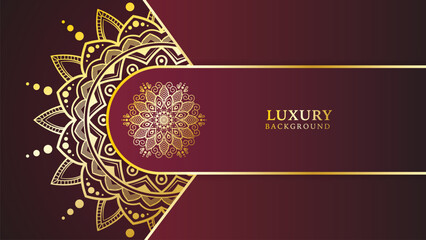 Red Luxury mandala background golden arabesque pattern Arabic Islamic east style. Ramadan Background