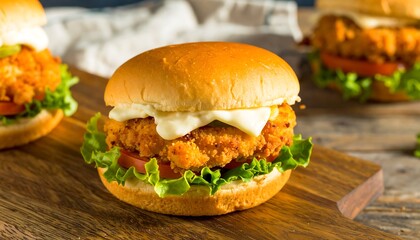 Crispy chicken sandwich on a bun