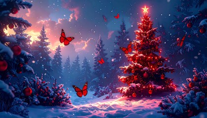 Magical winter Christmas scene