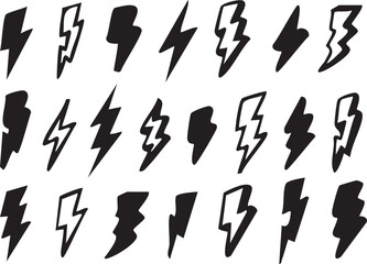 Lightning Bolt Icons Set
Thunderbolt Flash Energy Symbols
Electric Power Warning Sign Collection
Modern Lightning Strike Vector Pack
Energy and Power Iconography