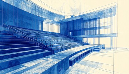 Blueprint X-ray diagram of auditorium section