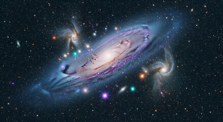 Celestial Dance of Galactic Encounters in Deep Space Cosmos