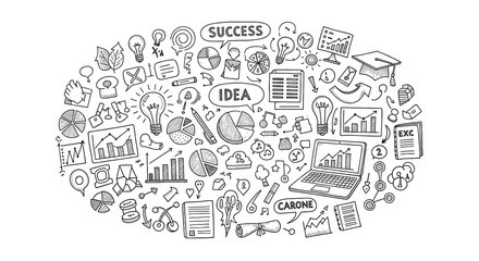 Fototapeta premium Business Strategy Doodle Sketch