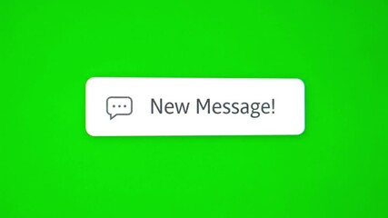 Bright notification bubble announces a new message on a vibrant green background. - Powered by Adobe