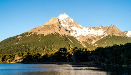  Majestic snowy mountains landscape reflecting over a calm lake surface