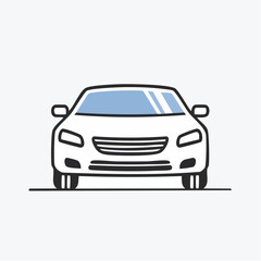 Sleek White Car Front View Modern Automotive Illustration for Transportation Concepts