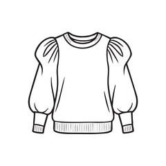 Vector Illustration of Puff Sleeve Sweatshirt with Round Neck