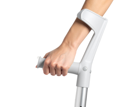 hand with crutches - Powered by Adobe