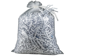 Shredded Paper in Clear Plastic Bag Studio Shot