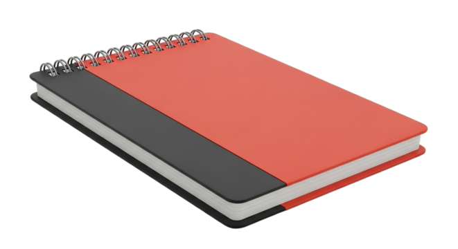 Spiral Notebook Red Black Cover Blank Pages