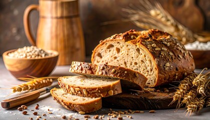 Freshly baked whole grain bread
