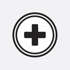 Obraz premium Minimalist circular icon featuring a bold plus symbol, representing concepts of increase, health, new creation, or a positive affirmation, designed for versatile digital use across various platforms